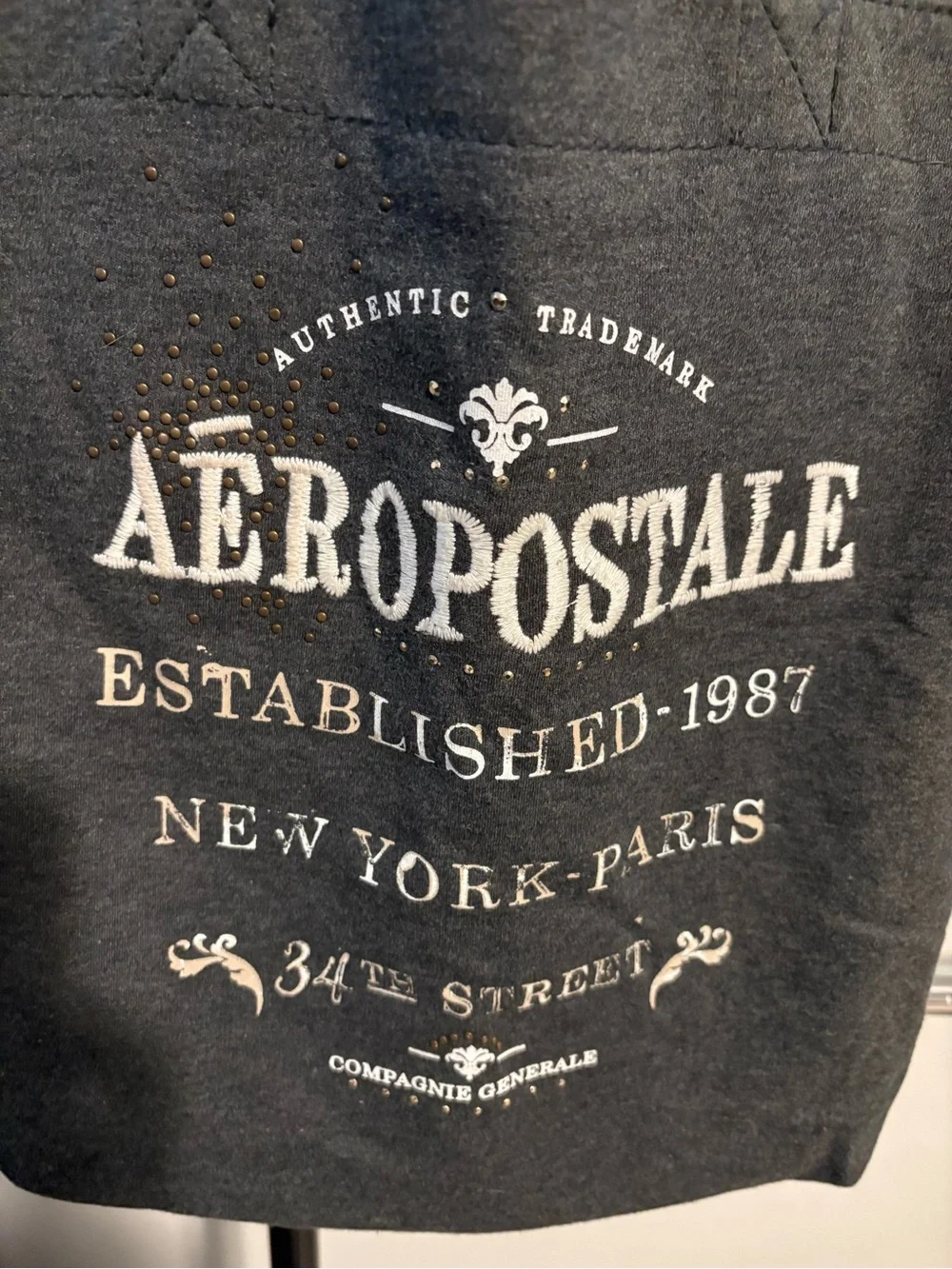 Aeropostale grey Canvas Tote with White Logo Print vintage